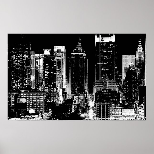 Black & White New York City Night Poster (Framsidan)