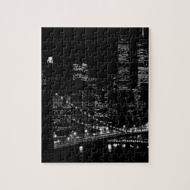 Black & White New York City Night Pussel (Vertikal)