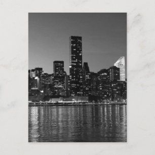 Black White New York City Night Vykort