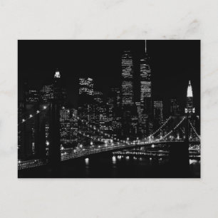 Black & White New York City Night Vykort