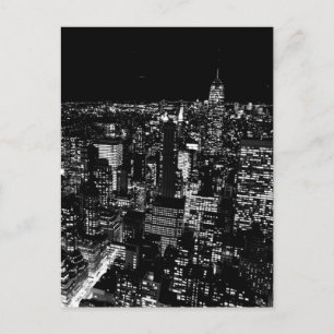 Black & White New York City Night Vykort