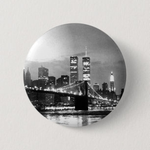 Black & White New York City på natten Knapp