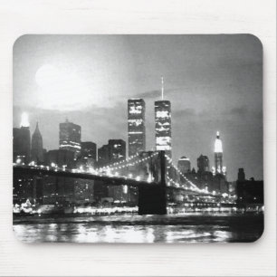 Black & White New York City på natten Musmatta