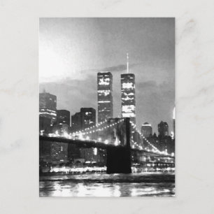 Black & White New York City på natten Vykort