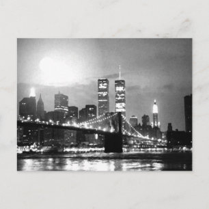 Black & White New York City på natten Vykort