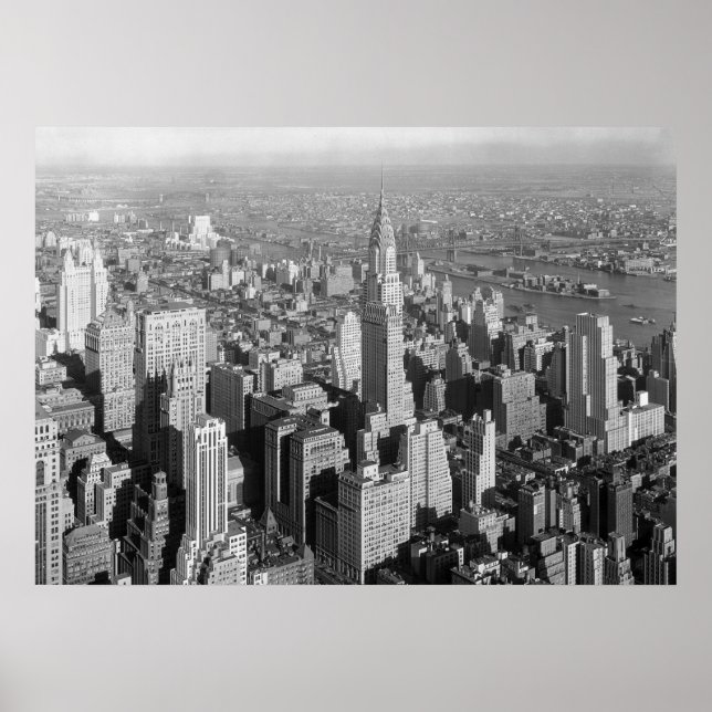 Black White New York City Panorama Artwork Poster (Framsidan)