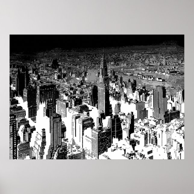 Black White New York City Panorama Poster (Framsidan)