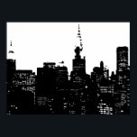 Black & White New York City Pop Art Poster<br><div class="desc">New York City Midtown Old Stil Image - Vintage New York Artworks</div>