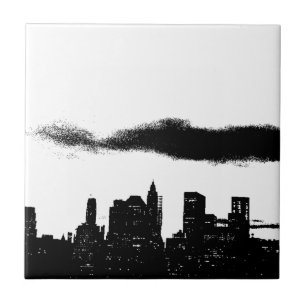 Black & White New York City Pop Art Stil Kakelplatta