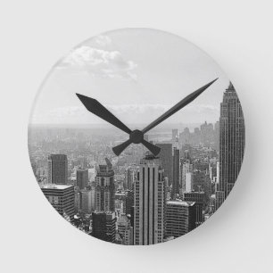 Black & White New York City Rund Klocka