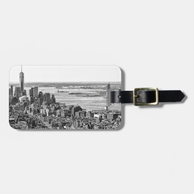 Black White New York City Skyline Bagagebricka (Horisontell Framsida)