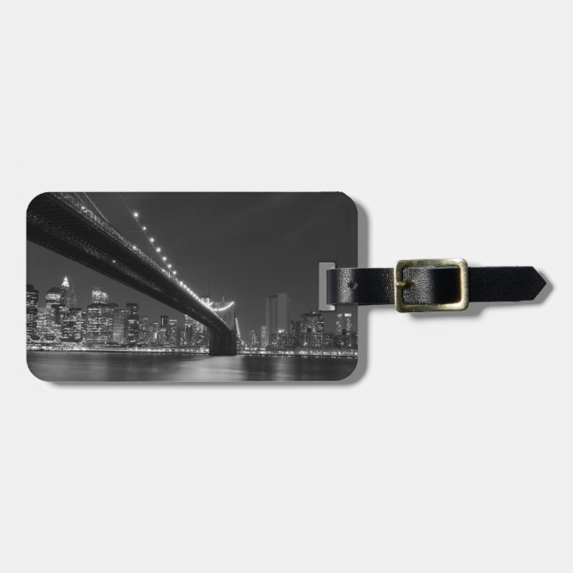 Black White New York City Skyline Bagagebricka (Horisontell Framsida)