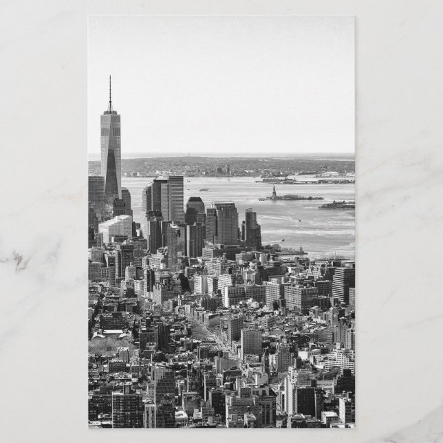 Black White New York City Skyline Brevpapper (Framsida)