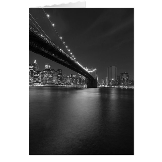 Black White New York City Skyline Hälsningskort (Framsidan)