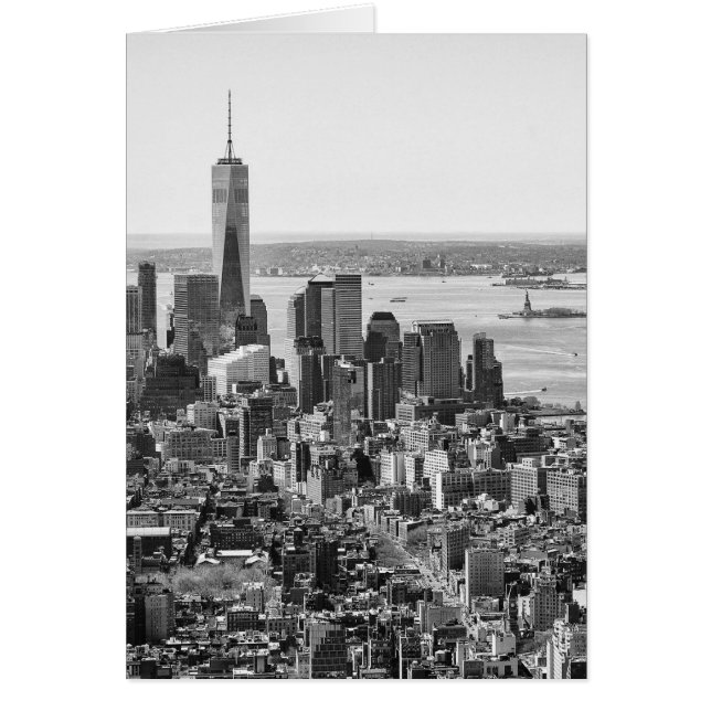Black White New York City Skyline Hälsningskort (Framsidan)