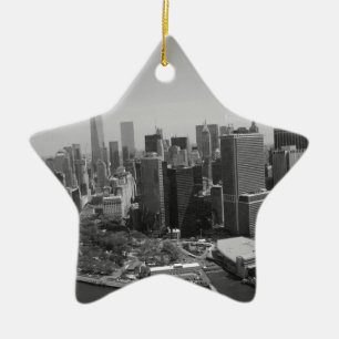 Black White New York City Skyline Julgransprydnad Keramik