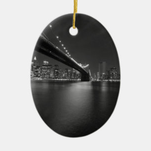 Black White New York City Skyline Julgransprydnad Keramik