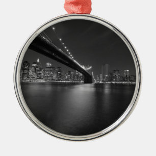 Black White New York City Skyline Julgransprydnad Metall