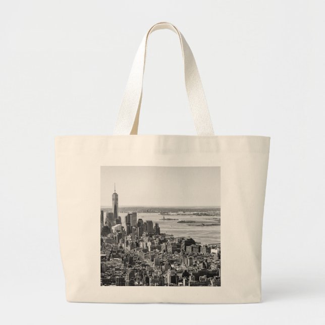 Black White New York City Skyline Jumbo Tygkasse (Framsidan)