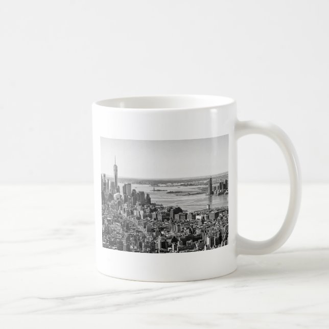Black White New York City Skyline Kaffemugg (Höger)