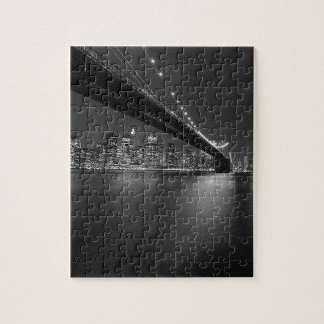 Black White New York City Skyline Pussel (Vertikal)