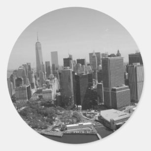 Black White New York City Skyline Runt Klistermärke