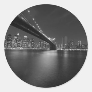Black White New York City Skyline Runt Klistermärke