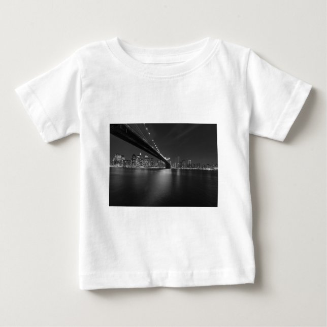 Black White New York City Skyline T Shirt (Framsida)