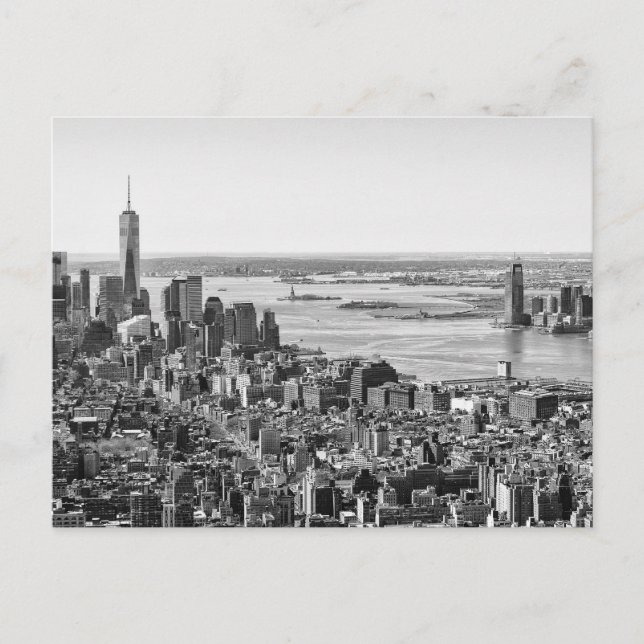 Black White New York City Skyline Vykort (Framsida)