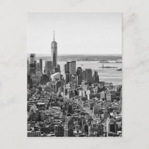 Black White New York City Skyline Vykort