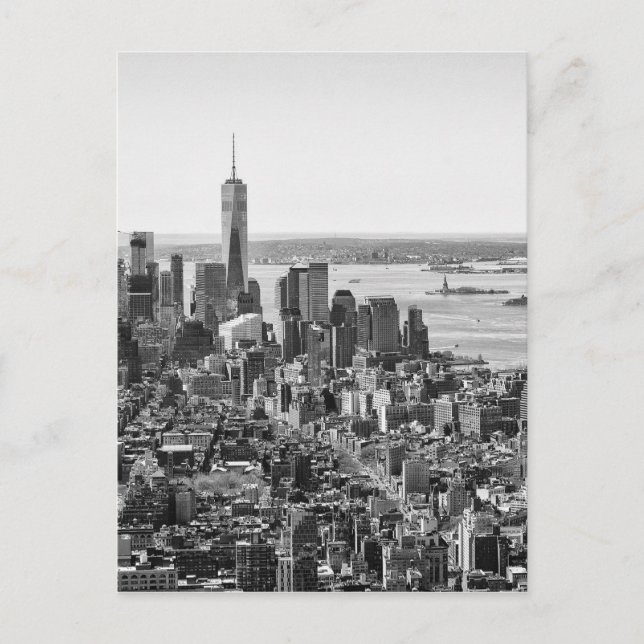 Black White New York City Skyline Vykort (Framsida)