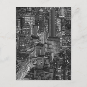 Black White New York City Skyline Vykort
