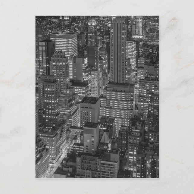Black White New York City Skyline Vykort (Framsida)