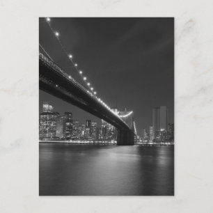 Black White New York City Skyline Vykort