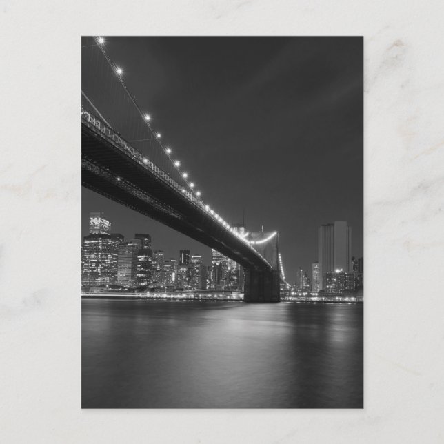 Black White New York City Skyline Vykort (Framsida)