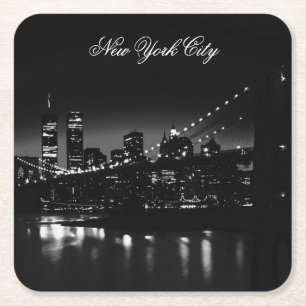Black & White New York City Underlägg Papper Kvadrat
