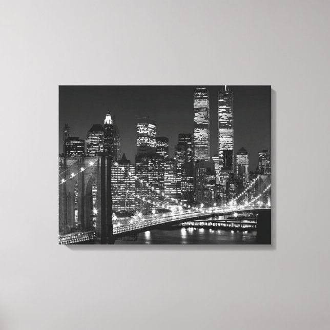 Black & White New York City Wrapped Canvas (Framsida)