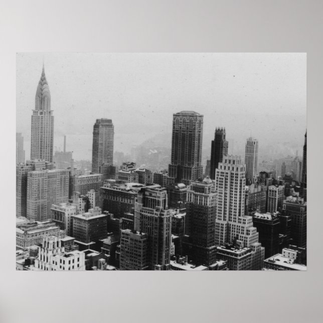 Black White New York Manhattan Panorama Poster (Framsidan)