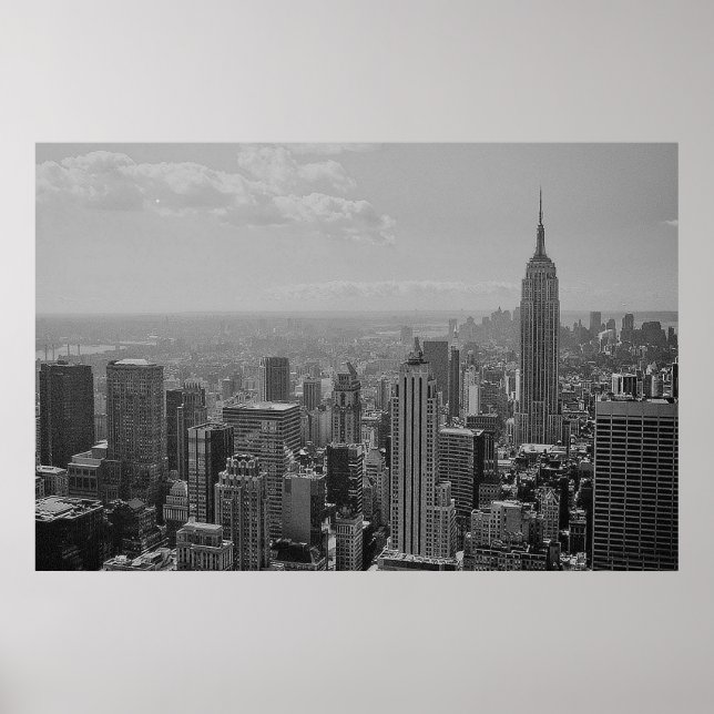 Black White New York Manhattan Panorama Poster (Framsidan)