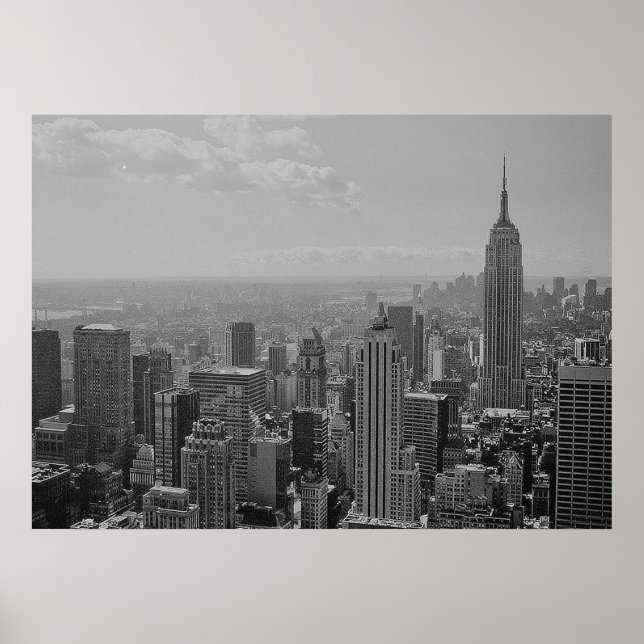 Black White New York Manhattan Panorama Poster (Framsidan)