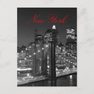 Black & White New York Red-skrivarkort Vykort