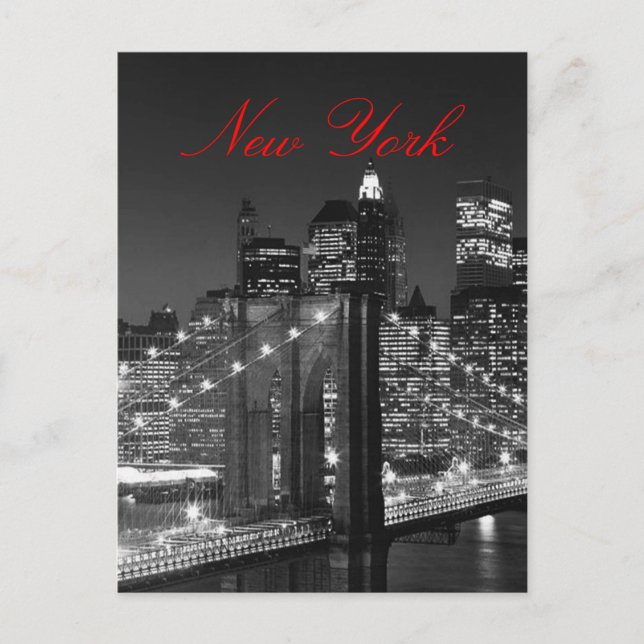 Black & White New York Red-skrivarkort Vykort (Framsida)