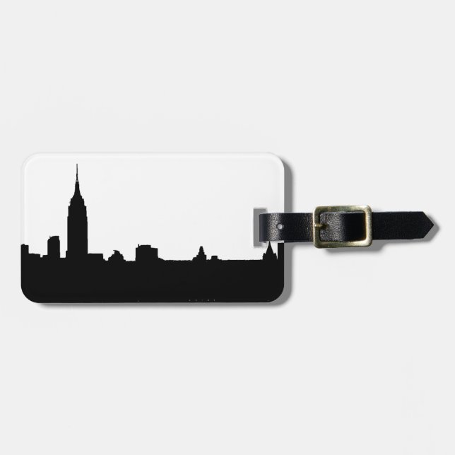 Black & White New York Silhouette Bagagebricka (Horisontell Framsida)
