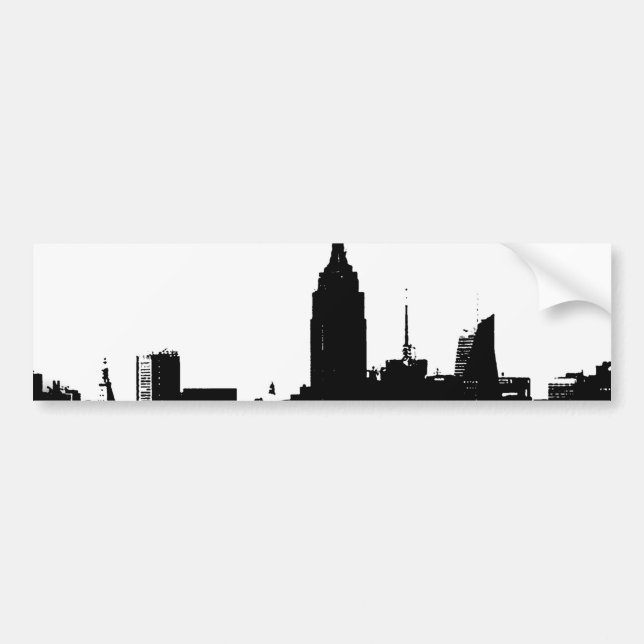 Black White New York Silhouette Bildekal (Framsidan)