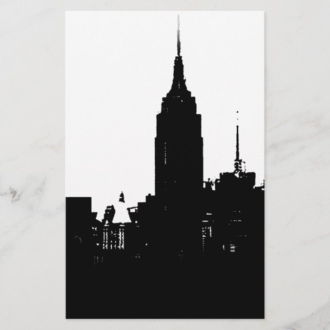 Black White New York Silhouette Brevpapper (Framsida)