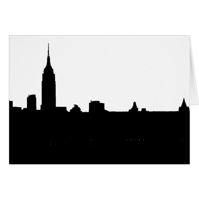 Black & White New York Silhouette Hälsningskort (Framsidan Horizontal)