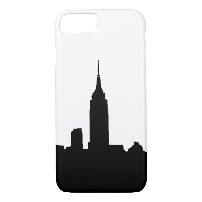 Black White New York Silhouette iPhone 7 Fodral Case-Mate iPhone Skal (Baksida)
