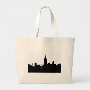 Black White New York Silhouette Jumbo Tygkasse