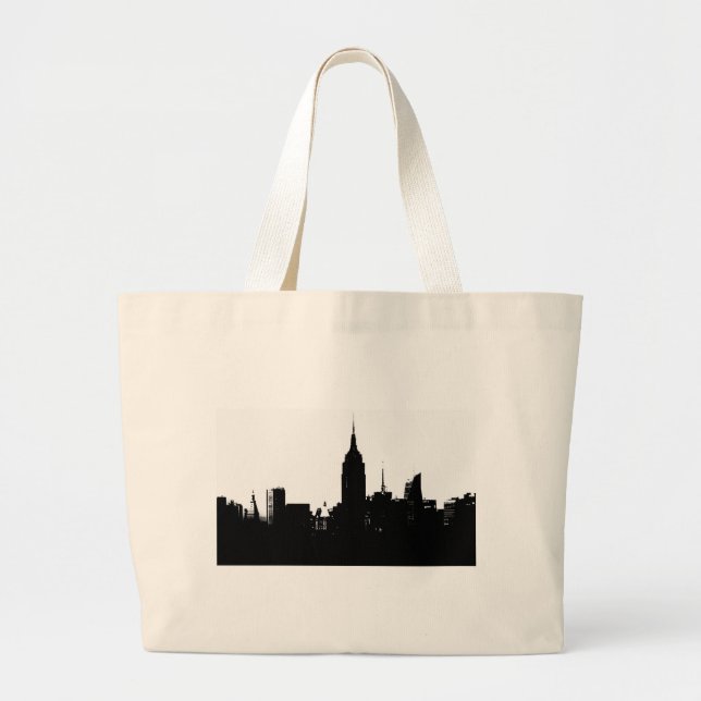 Black White New York Silhouette Jumbo Tygkasse (Framsidan)