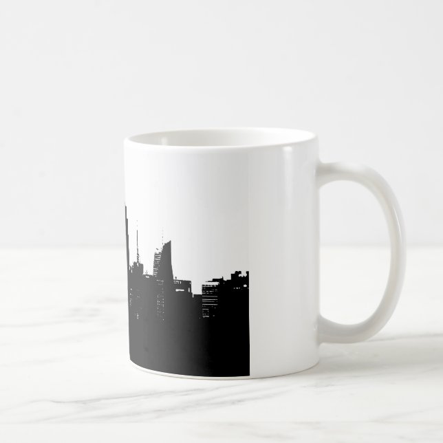 Black White New York Silhouette Kaffemugg (Höger)